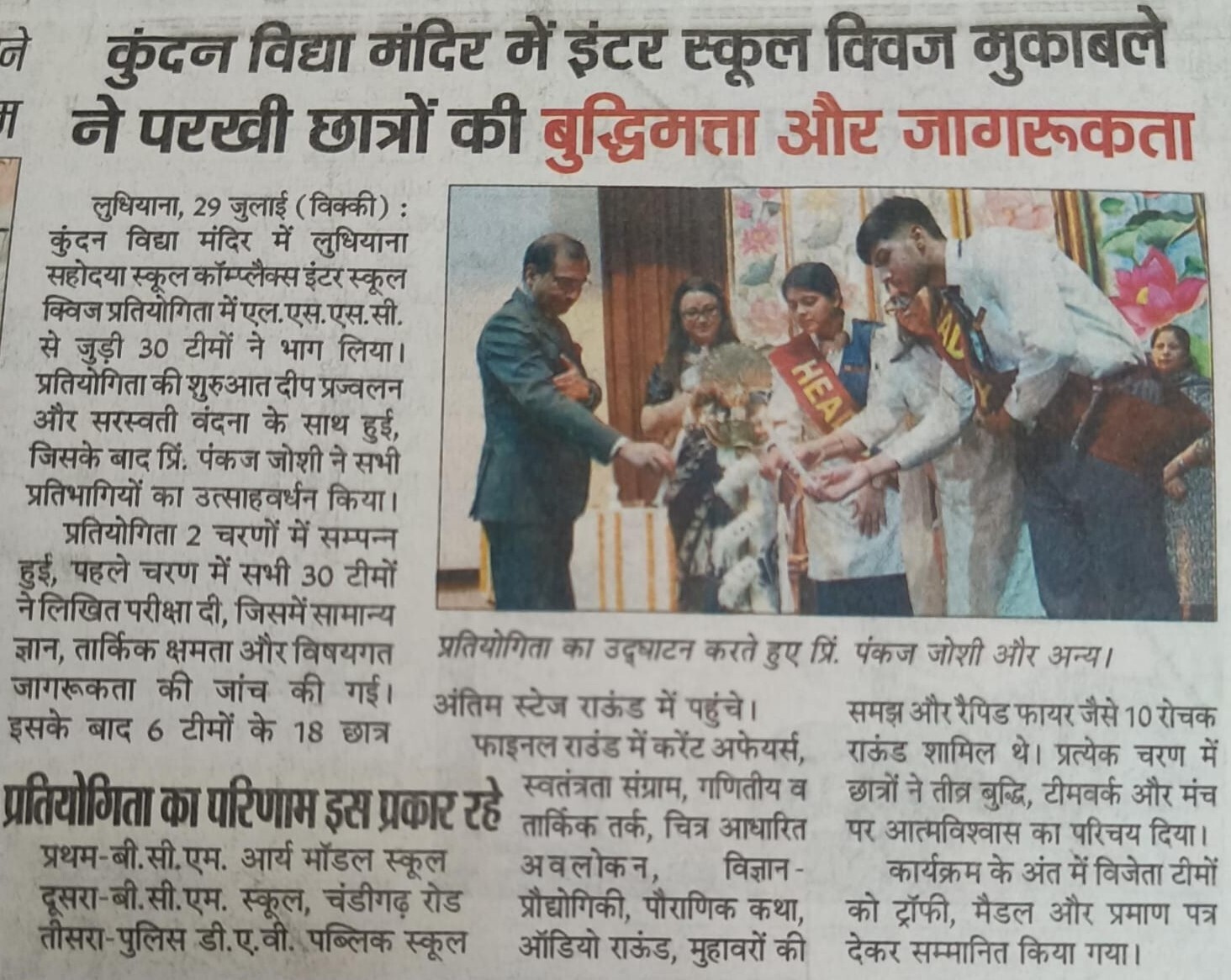 KUNDAN VIDYA MANDIR INTER CONTEST